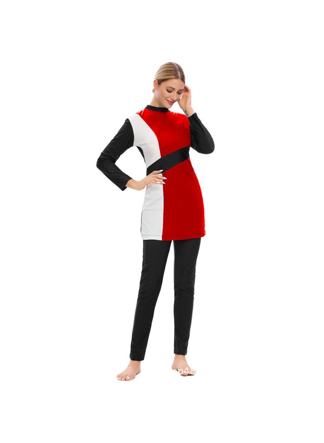 Generic Amazon Cross-border Muslim Muslim Swimsuit Female Stitching Three-color Conservative Swimsuit Three-piece Set With Hood M083