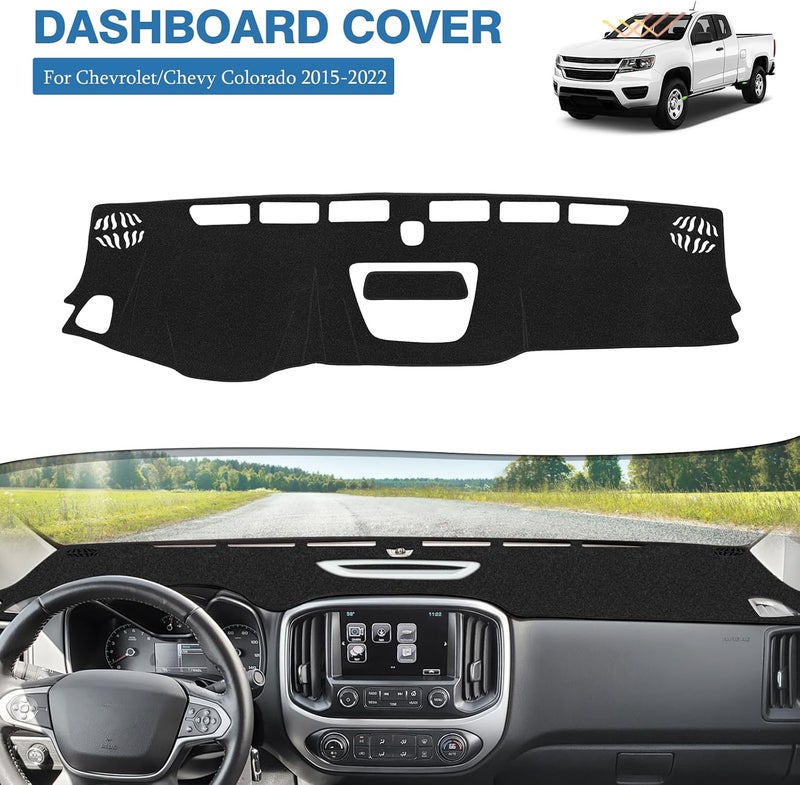 FIILINES Dash Cover for Colorado 2015-2022, Dashboard Mat Colorado Accessories Sunshade Nonslip Mesh Protector No Glare Black - Image 2