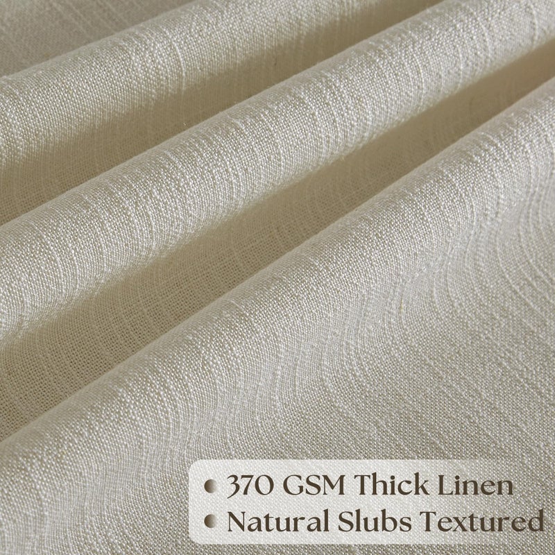 Seeluck Pinch Pleated Linen Curtains 108 Inches Long for Living Room Tan Beige Double Pleated Drapes Hooks Rings Back Tab Farmhouse Ceiling Floor 108 Inch Window Curtains Bedroom Neutral Flax Linen 1 Panel - Image 2