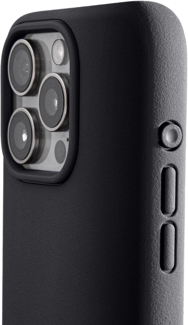 TineeOwl حافظة المغناطيسية لجهاز iPhone 15 Pro - سلسلة Dune، متوافقة مع MagSafe، TPU، بسيطة، نحيفة/رفيعة، قبضة مع بطانة من الألياف الدقيقة، زر إجراء دائري (أسود، iPhone 15 Pro) - Image 1