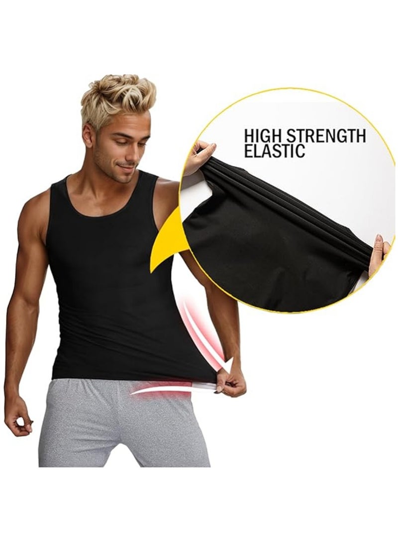 YOUGE Men Sauna Shaper Vest Thermo Sweat Shapewear Slimming Tank Top Gym Fitness Workout Zipper Corset Shirt Fat Burning Slimming Body Shaper Sauna Vest (L) - Image 2