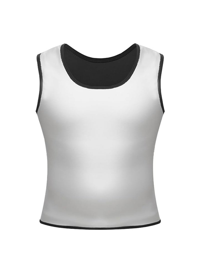 YOUGE Men Sauna Shaper Vest Thermo Sweat Shapewear Slimming Tank Top Gym Fitness Workout Zipper Corset Shirt Fat Burning Slimming Body Shaper Sauna Vest (L) - Image 3