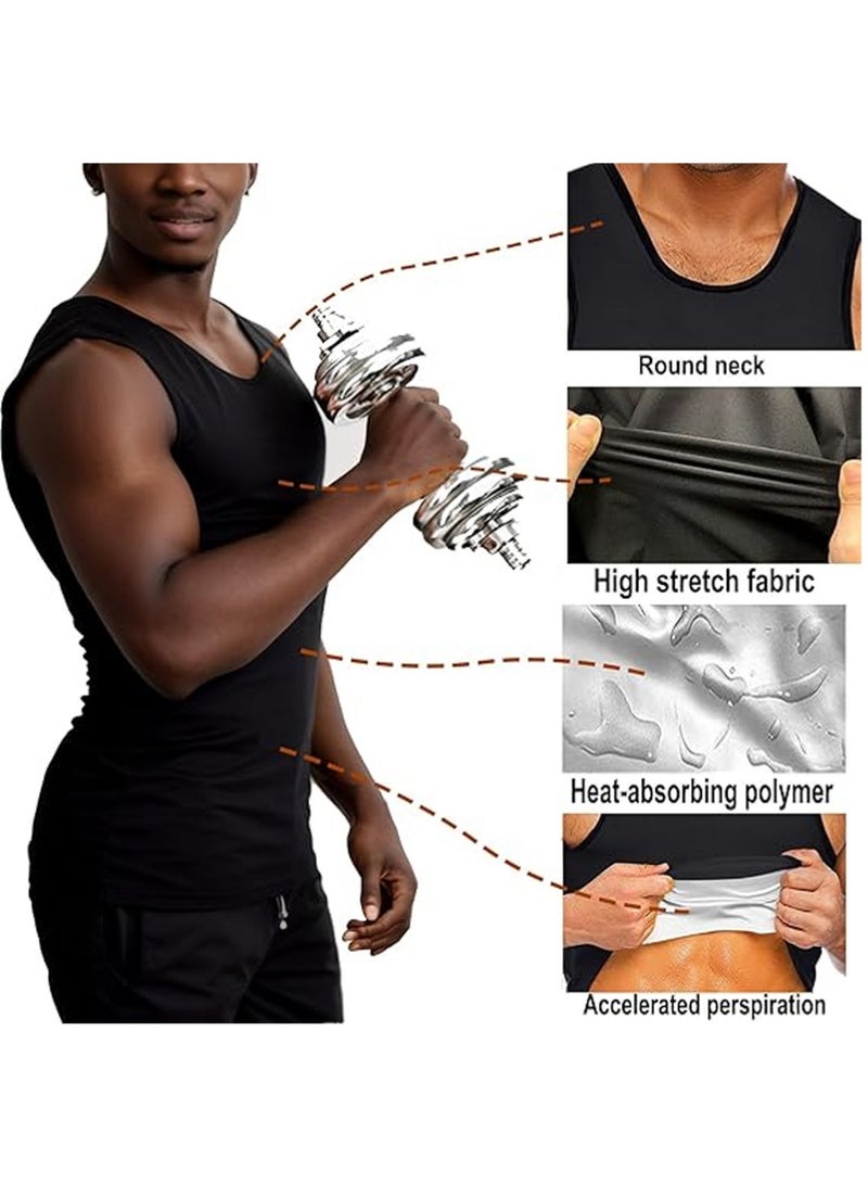 YOUGE Men Sauna Shaper Vest Thermo Sweat Shapewear Slimming Tank Top Gym Fitness Workout Zipper Corset Shirt Fat Burning Slimming Body Shaper Sauna Vest (L) - Image 4