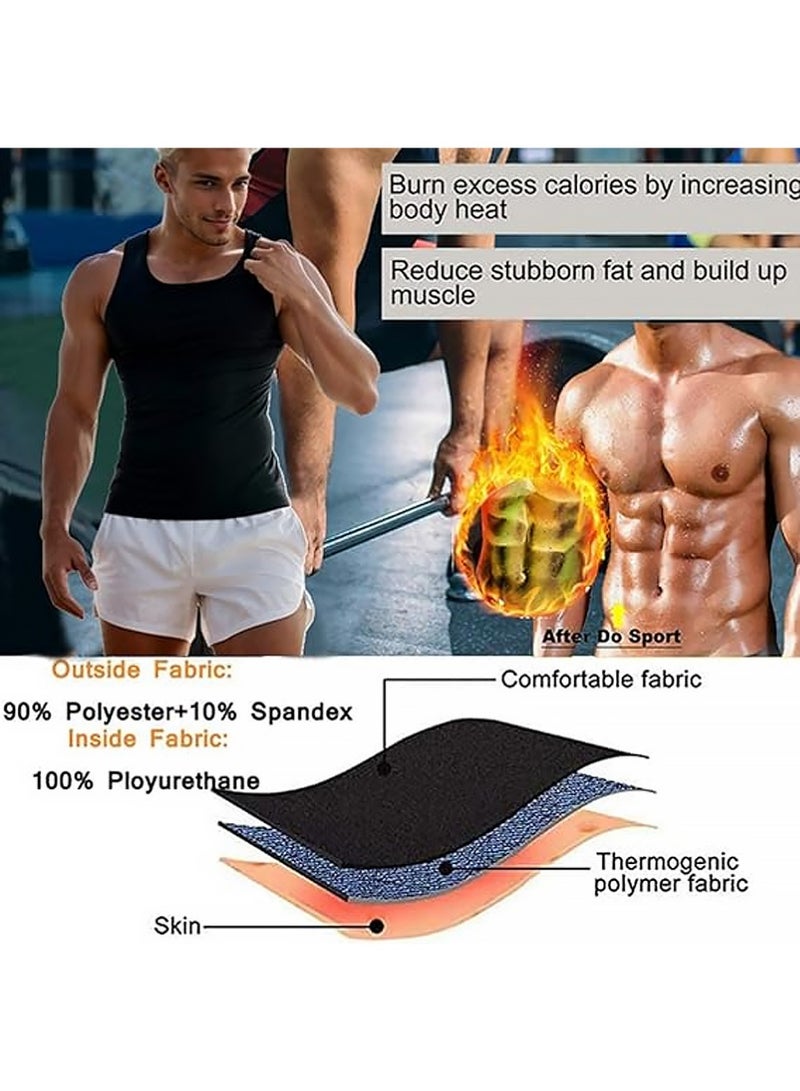 YOUGE Men Sauna Shaper Vest Thermo Sweat Shapewear Slimming Tank Top Gym Fitness Workout Zipper Corset Shirt Fat Burning Slimming Body Shaper Sauna Vest (L) - Image 5