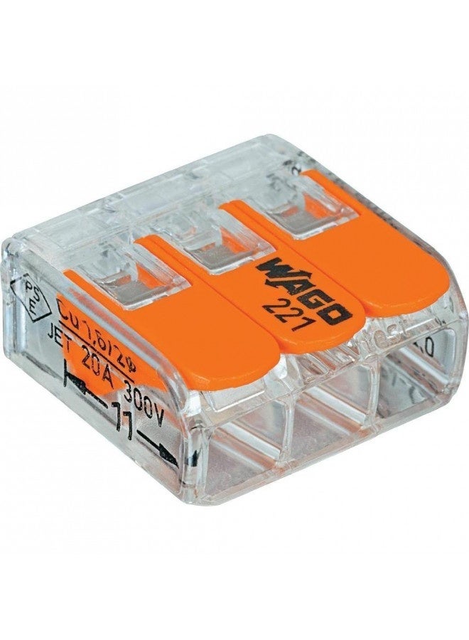 Wago 221-413 Lever-Nuts 3 Conductor Compact Connectors 10 Pk - Image 1