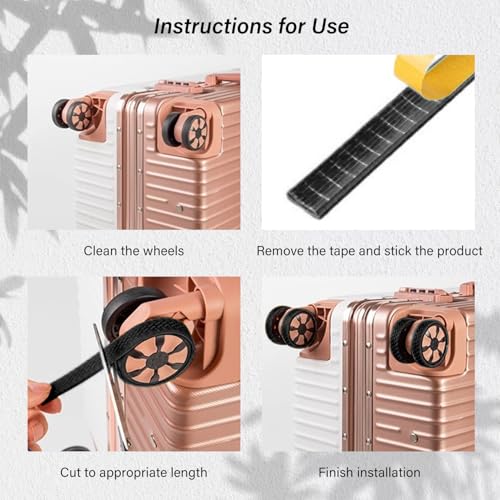 EKIND Luggage Suitcase Wheel Protectors Silent Anti Vibration Wear Resistant Cuttable Size Silicone Covers for Spinner Trolley Travel Case Office Chair (8PCS, Black) - Image 3