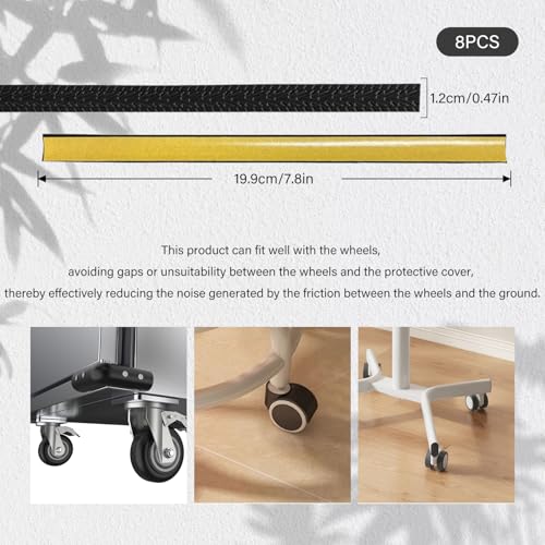 EKIND Luggage Suitcase Wheel Protectors Silent Anti Vibration Wear Resistant Cuttable Size Silicone Covers for Spinner Trolley Travel Case Office Chair (8PCS, Black) - Image 2