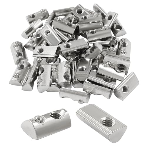 Hitefu 50PCS Roll in Spring T Nuts, 3030 Series M6 Half Round T Slot Nut Ball Loaded Elastic T Nut, Carbon Steel T-Nut for T-Slot 8mm 30 Series Aluminum Extrusion Profile - Image 1