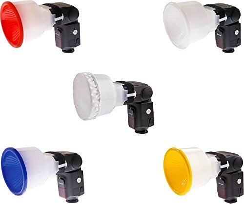 Sonia Lambency Flash Diffuser with Four Color Domes White, Blue Red and Yellow with White Cloth Diffuser for Camera Flash Photography. - Image 4