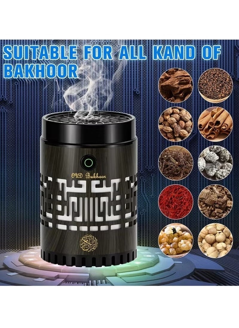ELTRAZONE - SQ-309 Quran Speaker & Mini Bakhoor Incense Burner – 8GB Memory, 15 Language Recitations, Bluetooth Speaker with Multicolor LED Night Light, App & Remote Controlled, Natural Wood Finish, Wireless Audio, Dual-Function Quran Player and Aroma Diffuser for Home & Travel - Image 1