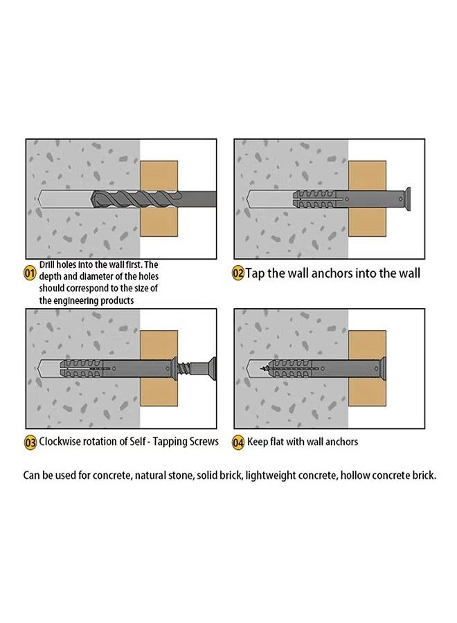 OMEVE 40 Sets Small Yellow Plastic Expansion Tube Expansion Plug With Self-Tapping Screws Self Drilling Screws Wall Expansion Plug Plastic Expansion Bolt Nylon Expansion Bolt Yellow - Image 5