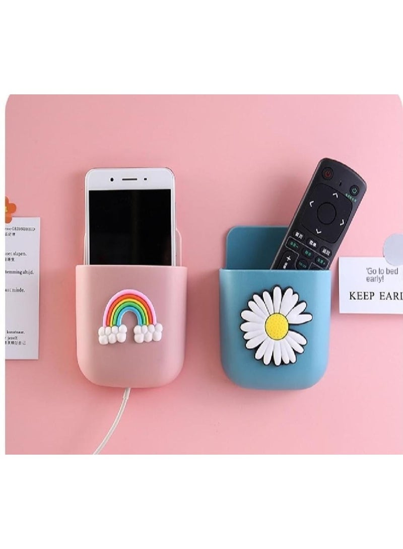 Wall Mount Phone Holder, Phone Stand for Bed, Wall Mounted Shower Phone Holder Remote Control Holder , Self-Adhesive Universal Media Organizer Storage Box (Mixed Colors) - Image 1