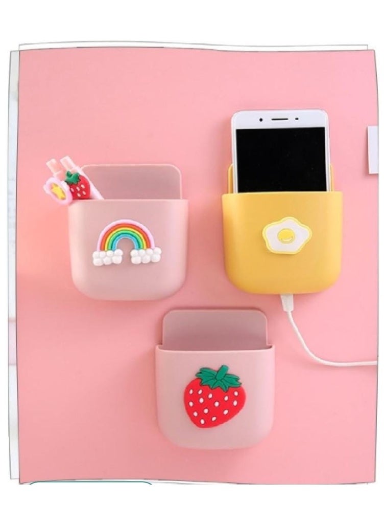 Wall Mount Phone Holder, Phone Stand for Bed, Wall Mounted Shower Phone Holder Remote Control Holder , Self-Adhesive Universal Media Organizer Storage Box (Mixed Colors) - Image 2