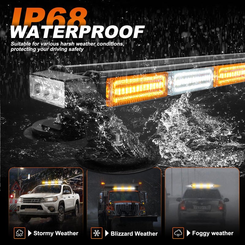 ASPL 26inch 126 LED Rooftop Emergency Strobe Lights Bar Double Side Flashing Safety Warning Traffic Advisor Light Bar Hazard Snow Plow Light for Trucks Vehicles Construction Tow Pickup(Amber/White) - Image 4