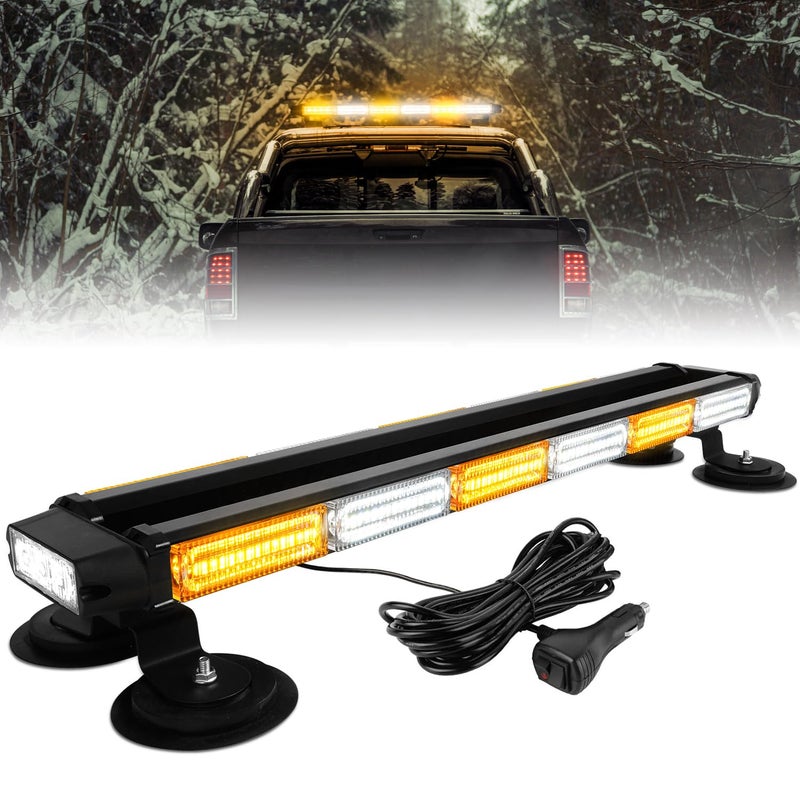ASPL 26inch 126 LED Rooftop Emergency Strobe Lights Bar Double Side Flashing Safety Warning Traffic Advisor Light Bar Hazard Snow Plow Light for Trucks Vehicles Construction Tow Pickup(Amber/White) - Image 1