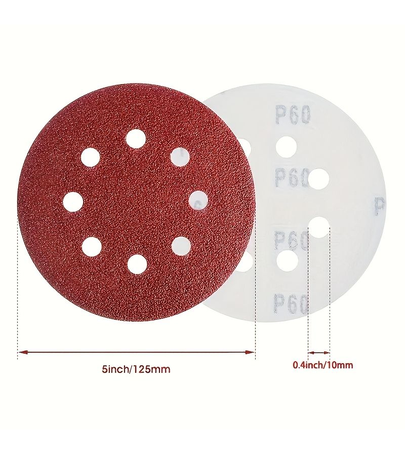 30pcs 8 Hole 125mm Sanding Discs Hook and Loop for Orbital Sander 80 150 180 Grit - Image 2