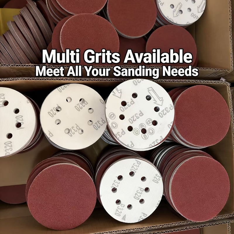 30pcs 8 Hole 125mm Sanding Discs Hook and Loop for Orbital Sander 80 150 180 Grit - Image 1