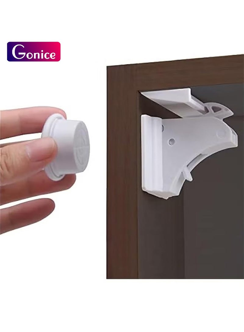 Gonice Child Safety Magnetic Cabinet Locks with Key Invisible Baby Proofing Toddlers Safety Locks for Kitchen Cupboards Drawers Magnetic Child Locks Baby Latches, No Tools Required (4 Locks + 1 Key) - Image 1