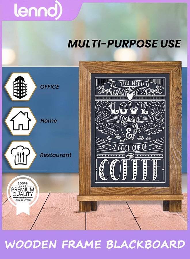 LENND Framed Tabletop Chalkboard Sign, Rustic Wood Frame, Small Magnetic Chalkboard, Built-in Ledge and Folding Stand, One White Chalk Marker Included - Image 5