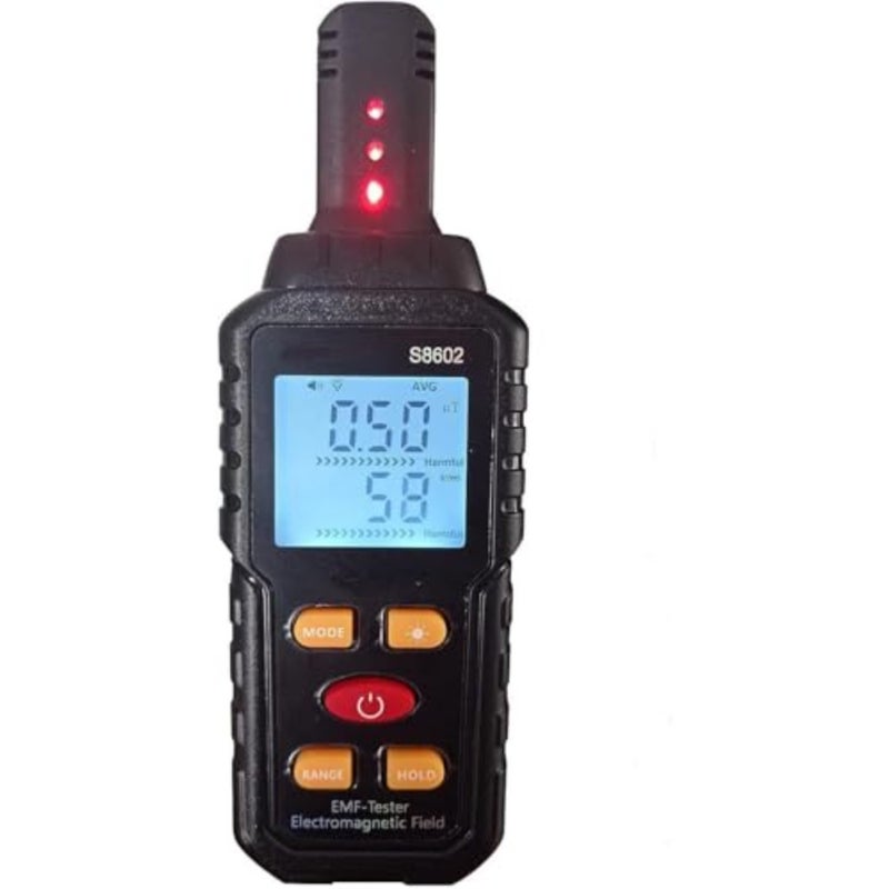 كاشف إشعاع EMF محمول للاستخدام المنزلي والصناعي، جسم بلاستيكي ABS، أسود، قياس عالي الدقة في الوقت الحقيقي وتسجيل البيانات للأجهزة وخطوط الكهرباء - Image 1