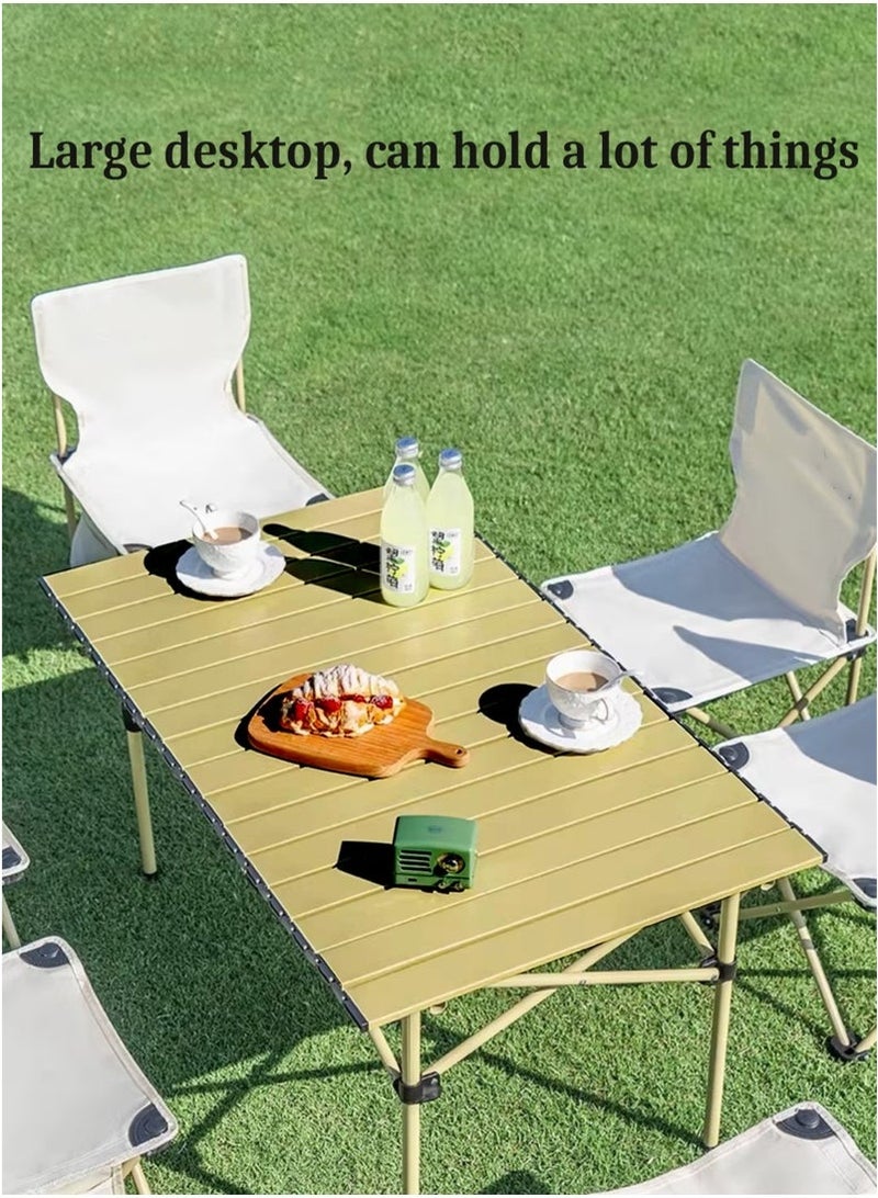 Mereza Foldable Camping Table, Outdoor Folding Table, Portable Family Outing Camping Picnic Table - Beige Long Table (120*55*50cm) - Image 3