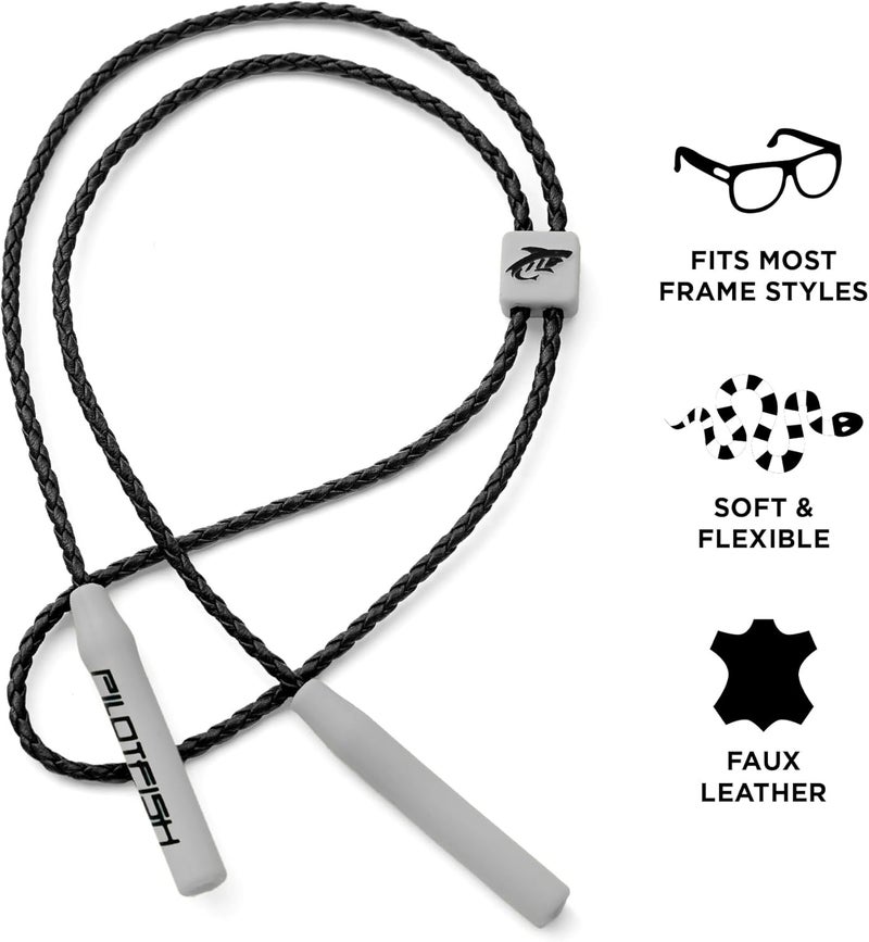 Pilotfish Leather Sunglasses Strap - Glasses Retainer Cord for Men or Women, Secure Chain Eyeglass or Sunglass Holder - Image 2