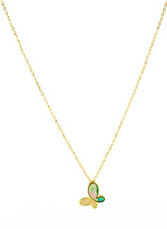 The Black Pearl Accessories Zirconic Butterfly Abalone Shell Enamel Stainless Steel Pendant Necklace  - Image 2
