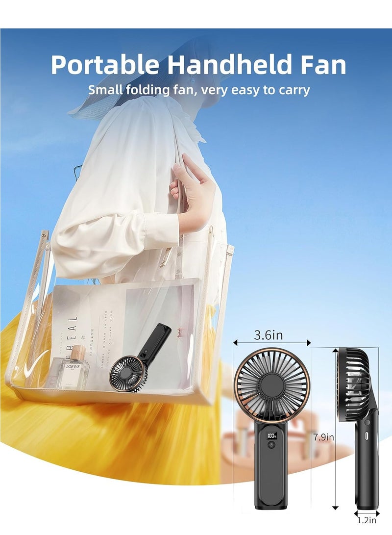 Portable Fan Rechargeable, 4000mAh, 180 Adjustable 6 Speed Wind, 90° Ajustable, Display Electricity in Real Time, USB Rechargeable Foldable Fan, Quiet Personal Fan with Power Bank for Outdoor Indoor, Home, Office, Travel - Image 4