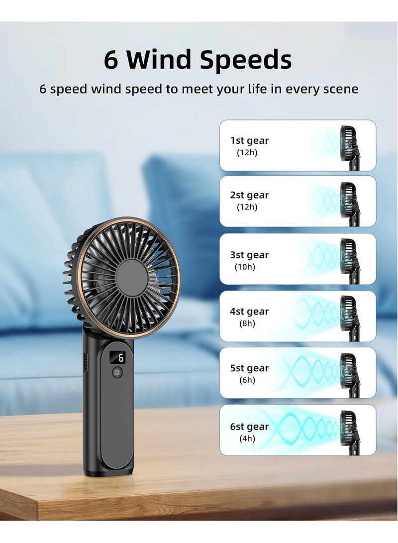 Portable Fan Rechargeable, 4000mAh, 180 Adjustable 6 Speed Wind, 90° Ajustable, Display Electricity in Real Time, USB Rechargeable Foldable Fan, Quiet Personal Fan with Power Bank for Outdoor Indoor, Home, Office, Travel - Image 3