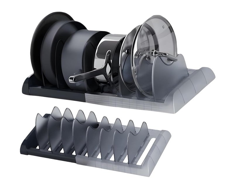 Breewell New 8 in 1 Pot Lid Holder Countertop Pan Lid Organizer Space Saving Easy Installing Kitchen Holder Supplies for Hotels Restaurants Bars HomesPlastic Multicolour - Image 1