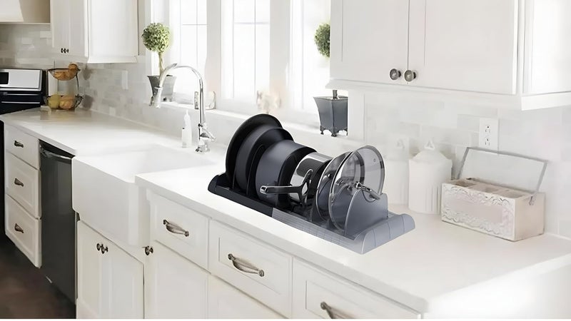 Breewell New 8 in 1 Pot Lid Holder Countertop Pan Lid Organizer Space Saving Easy Installing Kitchen Holder Supplies for Hotels Restaurants Bars HomesPlastic Multicolour - Image 2