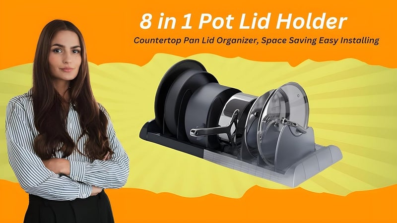 Breewell New 8 in 1 Pot Lid Holder Countertop Pan Lid Organizer Space Saving Easy Installing Kitchen Holder Supplies for Hotels Restaurants Bars HomesPlastic Multicolour - Image 5