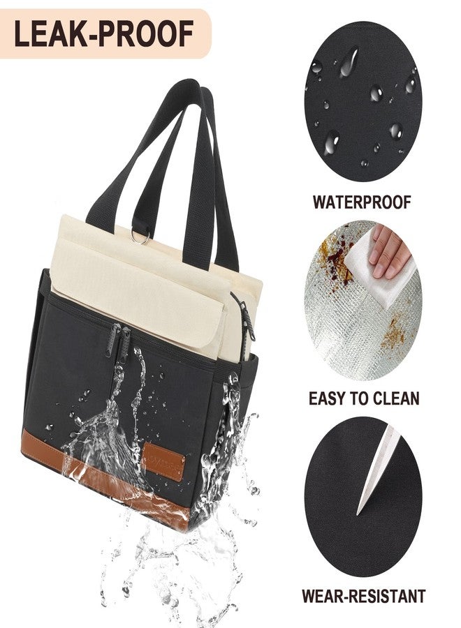 Joymee Lunch Box for Men Insulated Lunch Bag Women with Shoulder Strap Reusable Leakproof Large Spacious Lunch Cooler Tote for Women Adult with Bottle Holder and Side Pockets for Work - Black - Image 5