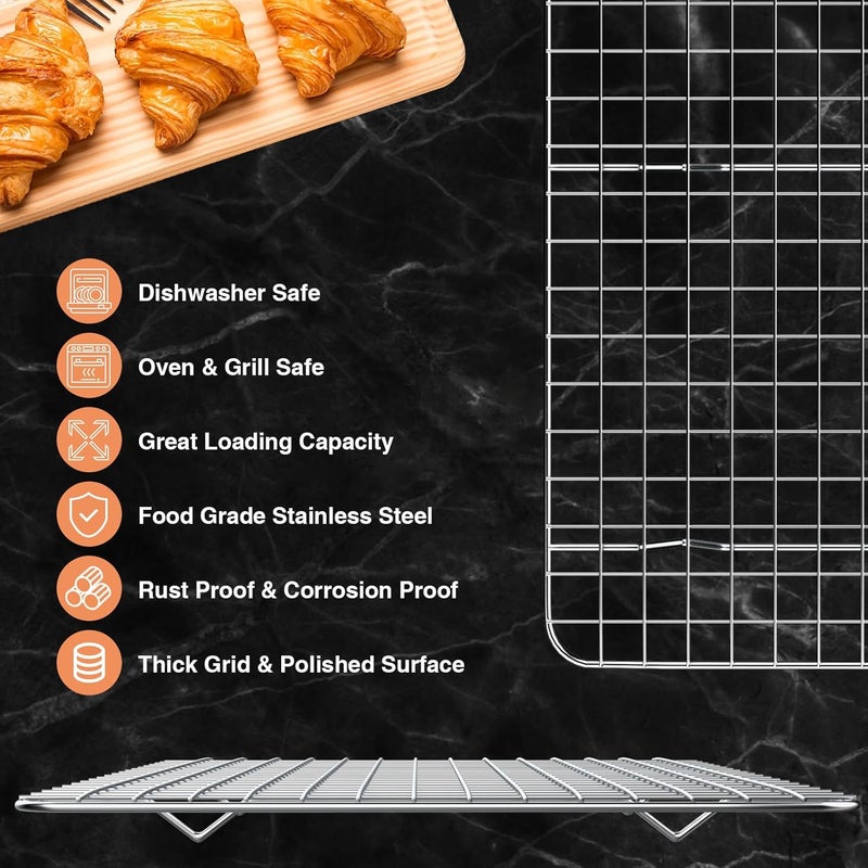 Deedro Cooling Rack for Baking 2-Pack, 15 x 10 Inches Baking Rack, Stainless Steel Wire Cookie Rack Fits Jelly Roll Sheet Pan, Oven Safe for Cooking, Roasting, Grilling - Image 4