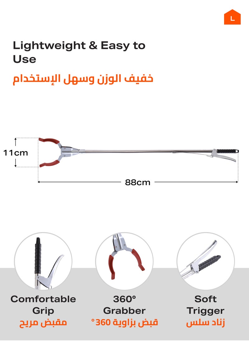 LAWAZIM Tongs Grabber - 86cm - Long Reach Pickup Tool with Non-Slip Claw and 360° Rotating Head - Ideal for Indoor and Outdoor Use in Home, Office, Workshop, Garage, and Garden Cleanup  - Image 2