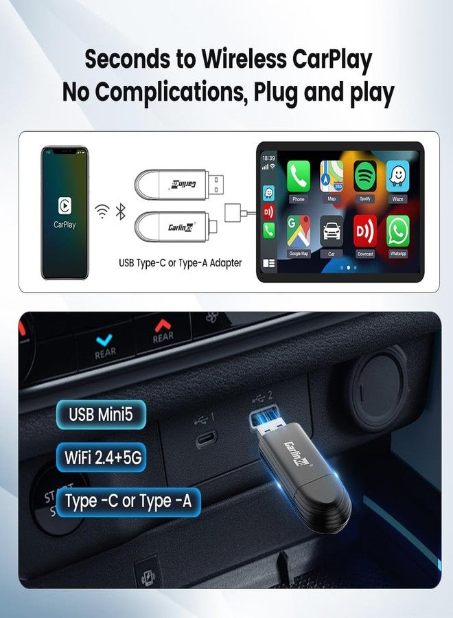 Carlinkit MINI SE Wireless CarPlay Adapter - Seamlessly Convert Wired to Wireless CarPlay | Affordable USB-A & USB-C Dual Ports | Compact, Stable, and Reliable Connection. - Image 2