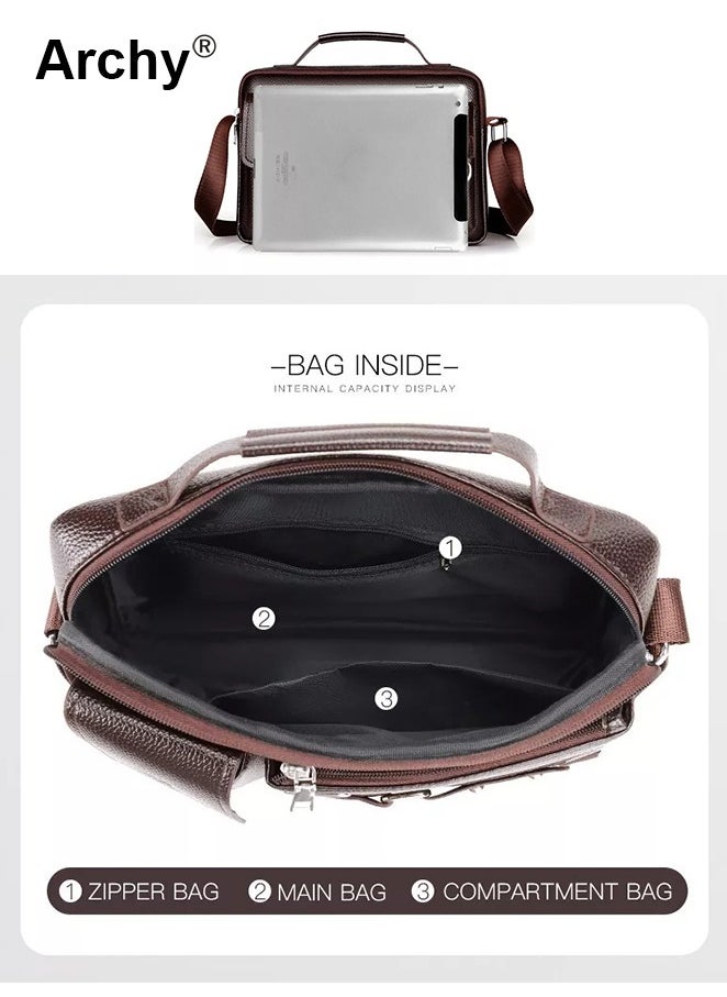 Archy Dark Brown Business Messenger Shoulder Bag Retro Chic PU Leather Portable Crossbody/Shoulder Bag  - Image 5