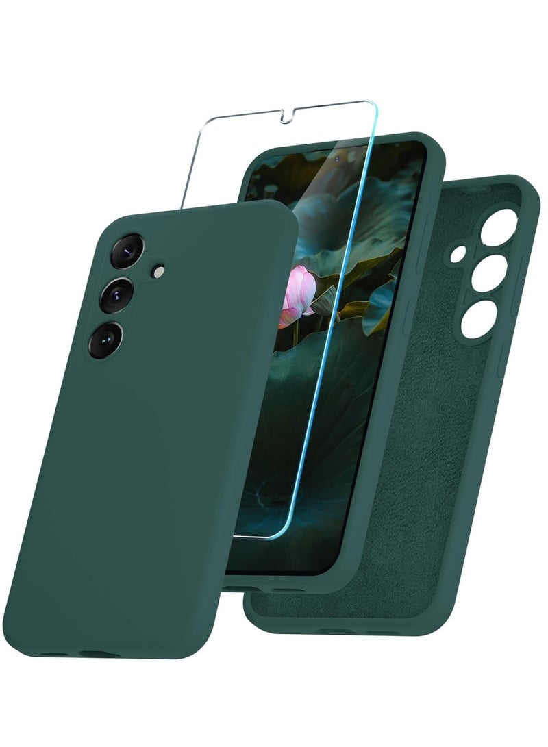 ELTRAZONE Samsung Galaxy S24 Plus Silicone Phone Case with Screen Protector - Full Body Shockproof Slim Cover, Soft Anti-Scratch Microfiber Lining, Wireless Charging Support (Dark Green) - Image 1