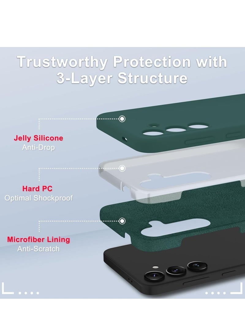 ELTRAZONE Samsung Galaxy S24 Plus Silicone Phone Case with Screen Protector - Full Body Shockproof Slim Cover, Soft Anti-Scratch Microfiber Lining, Wireless Charging Support (Dark Green) - Image 2