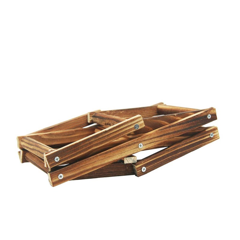MUGLIO Foldable Wooden Wine Bottle Holder Free Standing Natural Wine Shelves for Pantry 2 Slots for 3 Bottles Wine Rack - Image 2