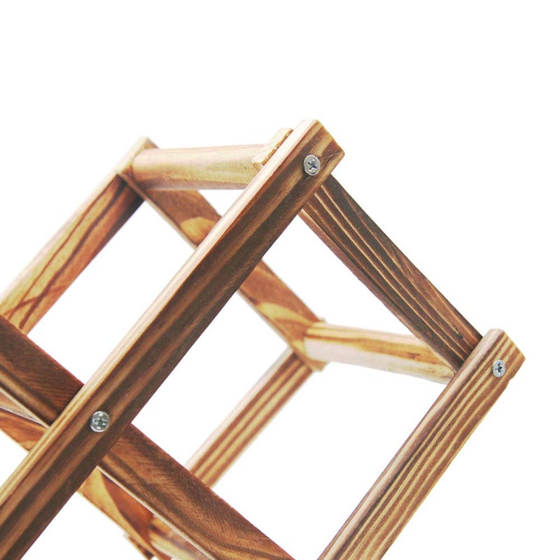 MUGLIO Foldable Wooden Wine Bottle Holder Free Standing Natural Wine Shelves for Pantry 2 Slots for 3 Bottles Wine Rack - Image 4