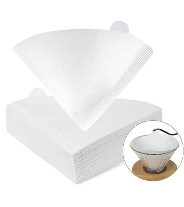 ZEBROC Cone Shaped Unbleached Natural Coffee Filters -Size 02, Natural Paper Coffee No Blowout, Disposable for Pour Over Drip Coffee Maker (2-4 Cup) V60 Paper Coffee Filters(100, V Shape White) - Image 1