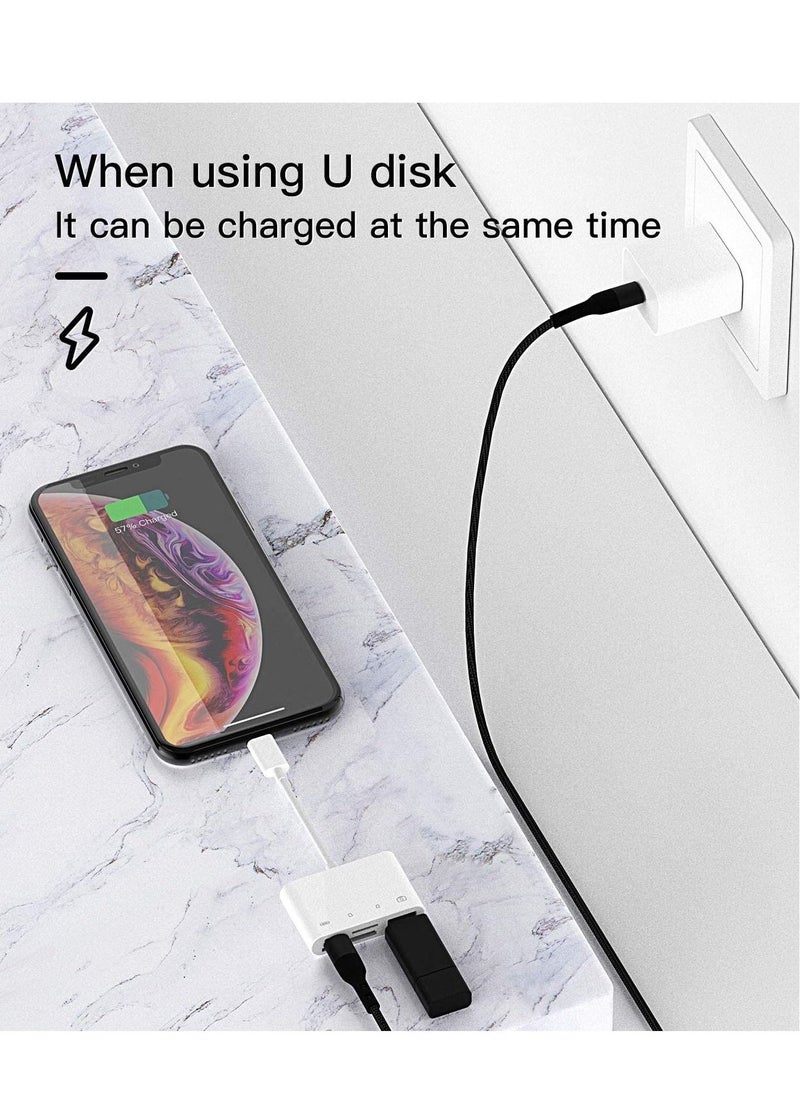BGM Camera Memory SD Card Reader Compatible for iPhone,Compatible with Lightning Male to USB Female OTG Adapter Micro TF Power Charging Splitter Charger Connector for Apple for ipad  - Image 4