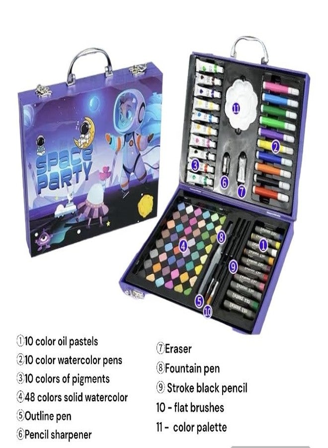 Feelhigh 85 pcs Art Set, Portable Drawing Painting Art Supplies, Gifts for Kids Girls Boys Teens Adults 6-8-9-12, Coloring Art Kit Gift Case: Crayons, Oil Pastels,Colored Pencils, Watercolors case - Image 2
