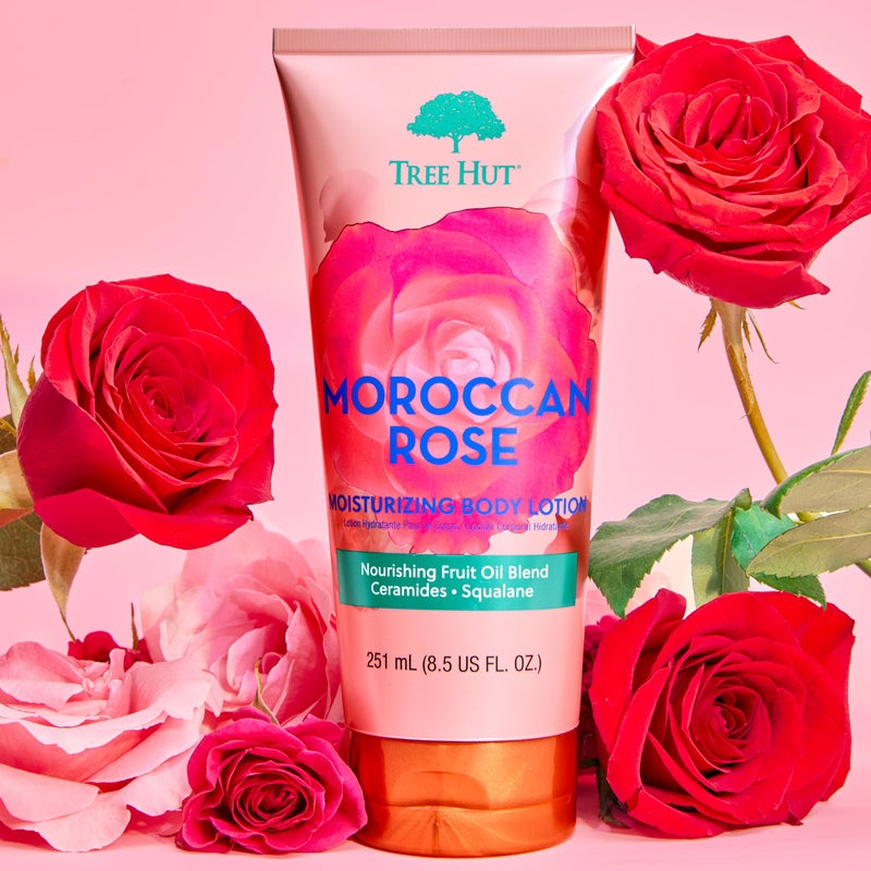 Tree Hut Moroccan Rose Moisturizing Body Lotion | Ceramide and Squalene Formula Helps Protect Skin | Long-lasting Hydration Leaves Skin Feeling Soft & Moisturized | 8.5 fl oz. - Image 1