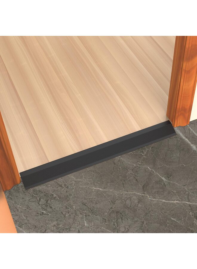 Floor Transition Strip Threshold Ramp Aluminum, Thresholds Reducer for Doorways Wheelchair Tile Wood Floors, Extra Wide Metal Grey Entry Door Edge Trim Flute(BLACK) - Image 5
