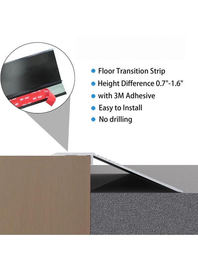 Floor Transition Strip Threshold Ramp Aluminum, Thresholds Reducer for Doorways Wheelchair Tile Wood Floors, Extra Wide Metal Grey Entry Door Edge Trim Flute(BLACK) - Image 3