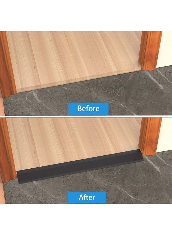Floor Transition Strip Threshold Ramp Aluminum, Thresholds Reducer for Doorways Wheelchair Tile Wood Floors, Extra Wide Metal Grey Entry Door Edge Trim Flute(BLACK) - Image 4