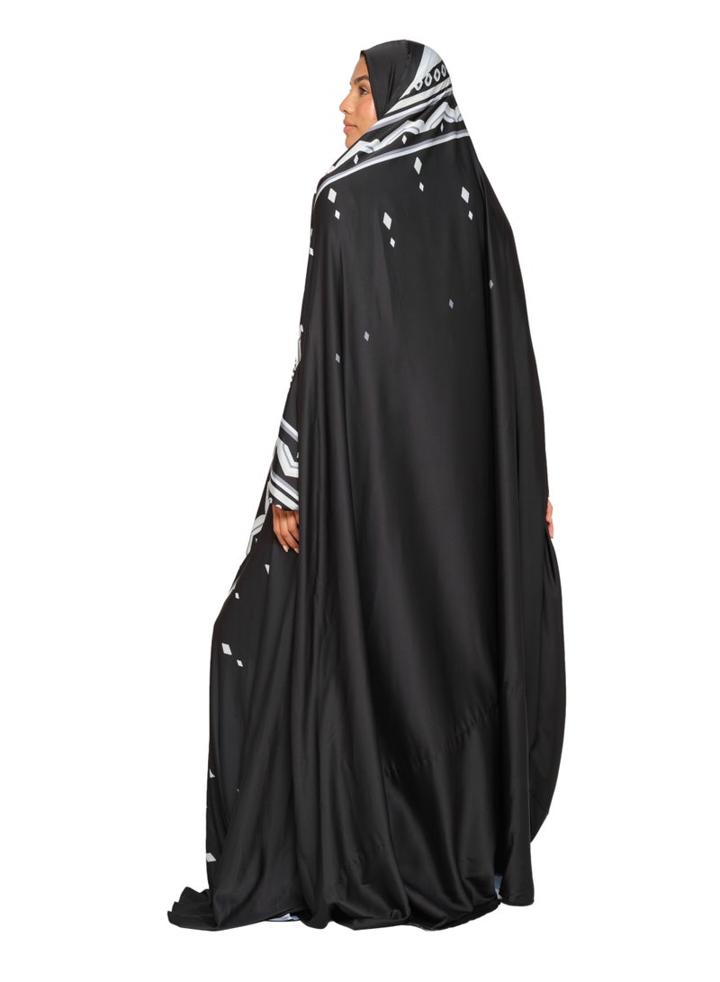 Sabr 'Nizwa' Prayer Dress With Travel Pouch, Black - Image 4