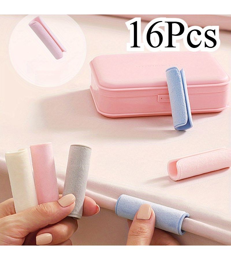 16 Pieces Light Pink Bed Sheet Clips Corner Grippers Angle Fixers Needle Free Bedspread Comforter Duvet Cover Fasteners Removable Reusable Blanket Securers Home Bedroom Dormitory Use - Image 2